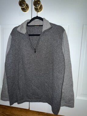 Malo 100% Cashmere Two-Tone Quarter Zip Pullover Gray Italy Luxury M